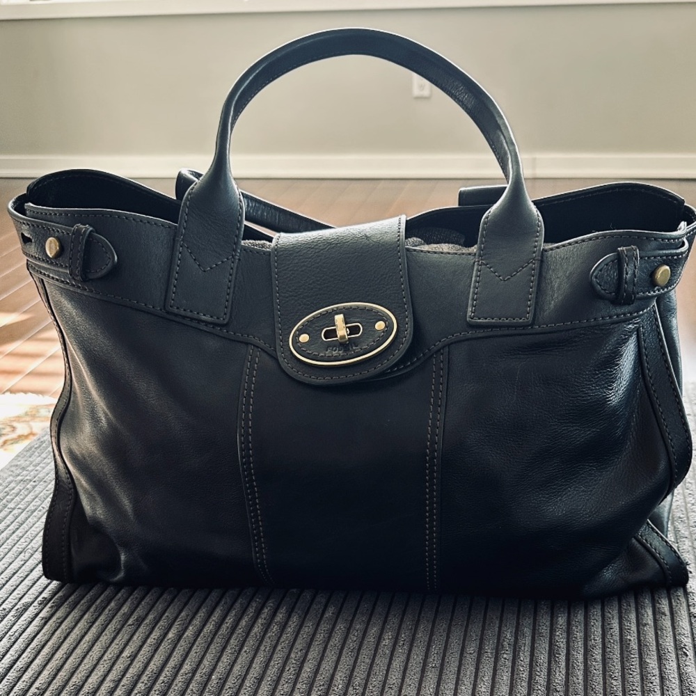Fossil Vintage Reissu Black Leather Weekender - Picture 11 of 15